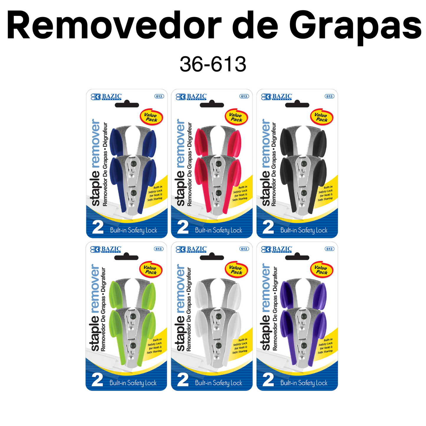 Claw Style Staples Remover w/Safety Lock (2pcs/Pack)