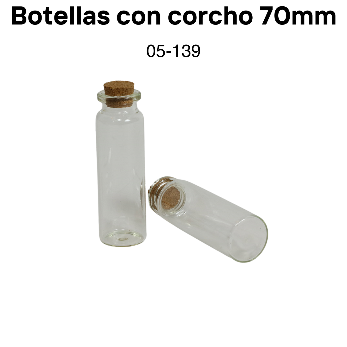 Botellas con corcho 22mm(D) x 70mm(H) x 12.5mm (3pcs)