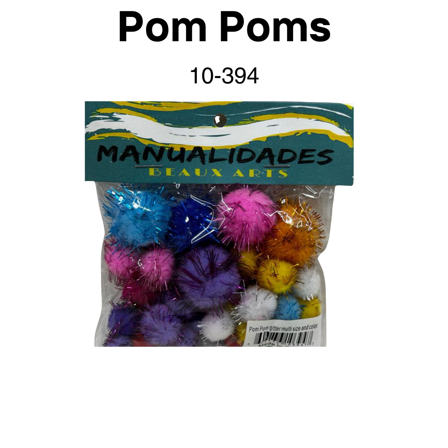 Pompom Surtido Glitter 1cm 15pcs 1.5cm 10pcs 2cm 10pcs 3cm 5pcs
