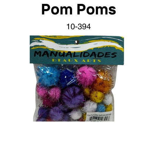 Pompom Surtido Glitter 1cm 15pcs 1.5cm 10pcs 2cm 10pcs 3cm 5pcs