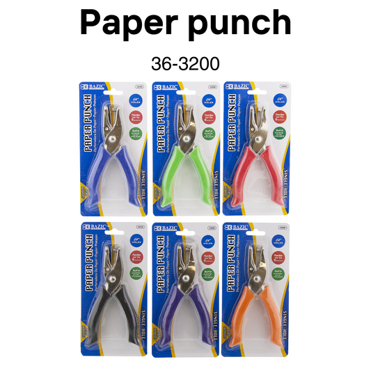 Premium Single Hole Paper Punch w/cushion Grip