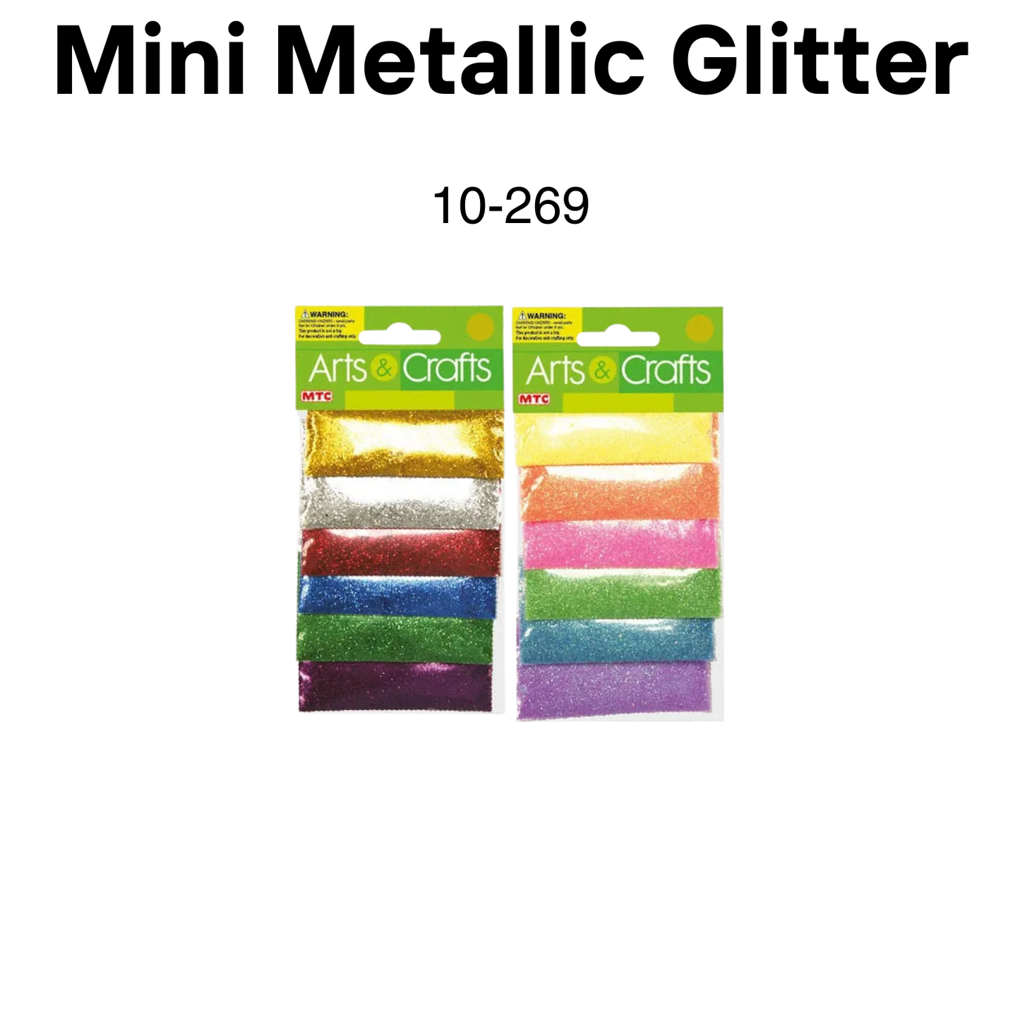 Mini metalic glitter assorted 0.85oz/2gm 6packs