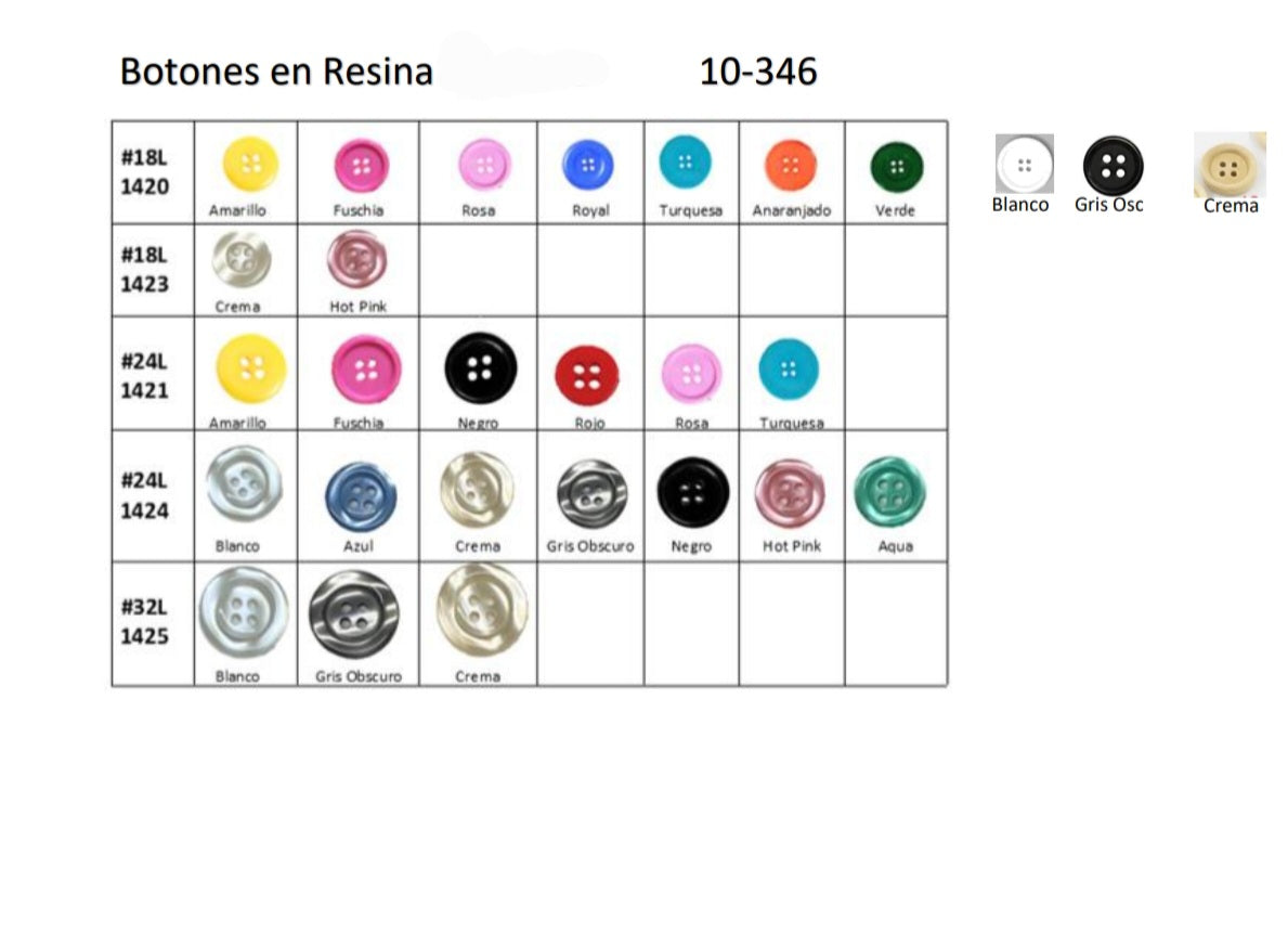 Botones en Resina Item #19-346 precio por unidad