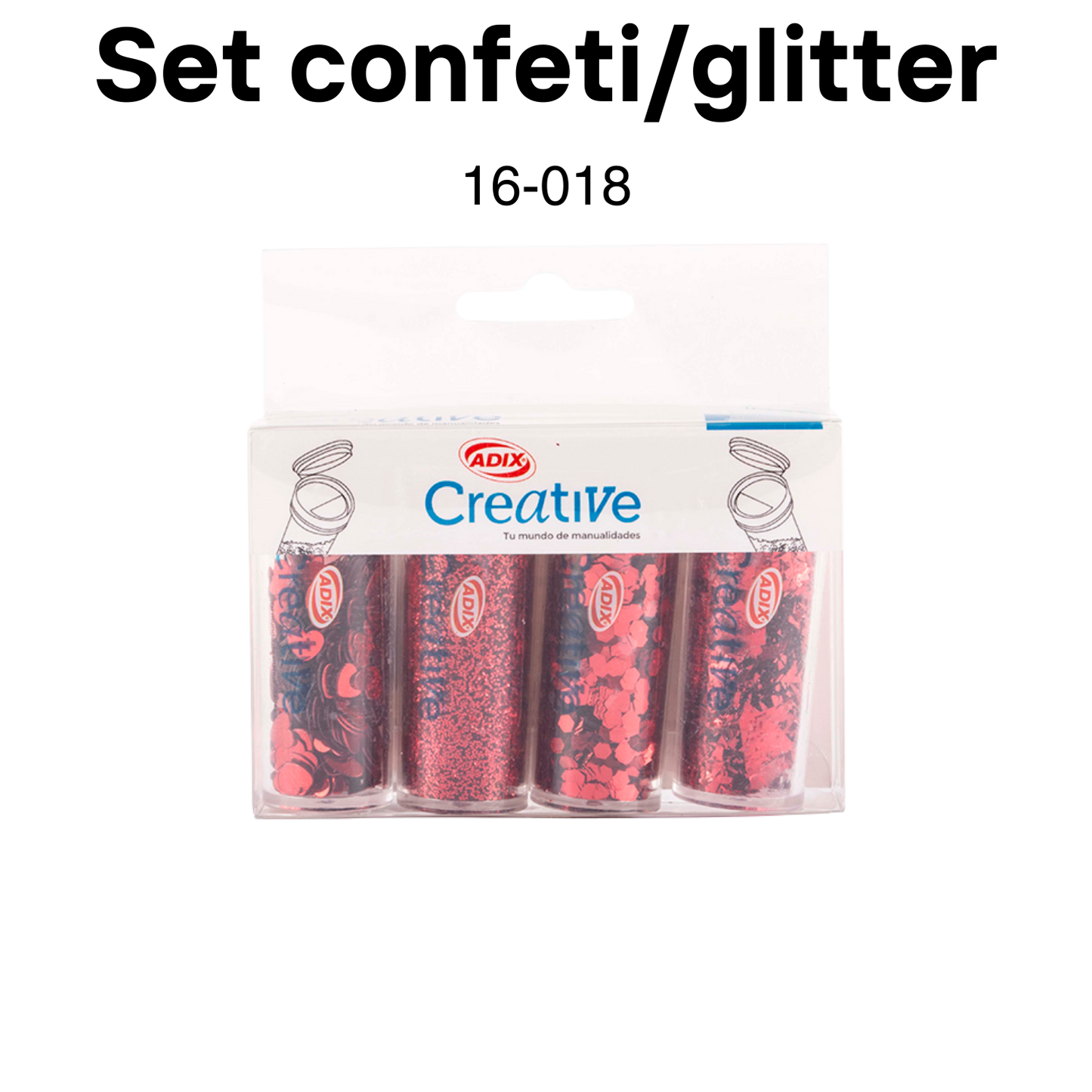 Set confeti/glitter rojo 4pcs/pqt