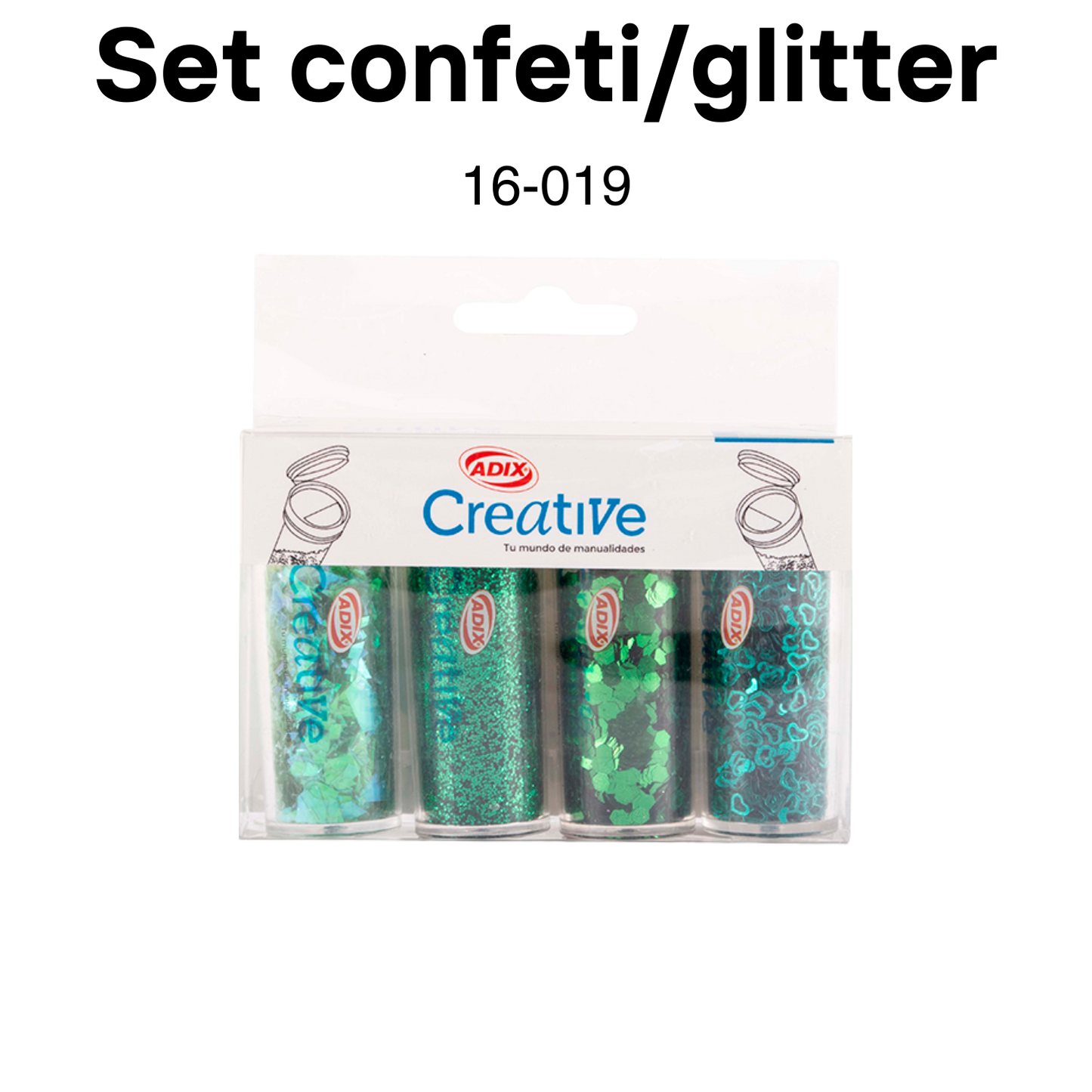 Set confeti/glitter verde 4pcs/pqt