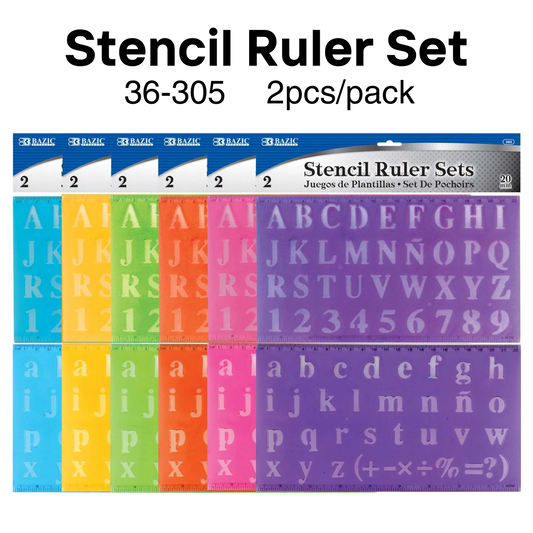 Lettering Stencil Ruler Sets (2/pack) 20mm-Color precio por unidad Item #36-305