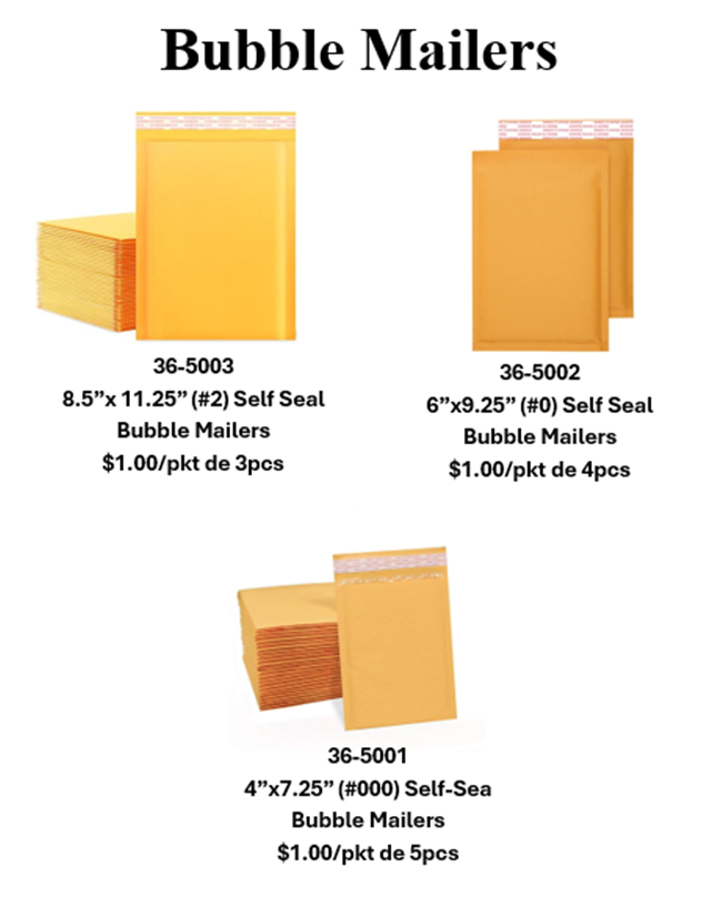 Bubble Mailers precio por unidad